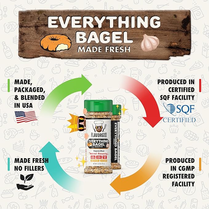 Everything Bagel Seasoning Mix by Flavor God, Pack of 2 - Premium All Natural & Healthy Spice Blend