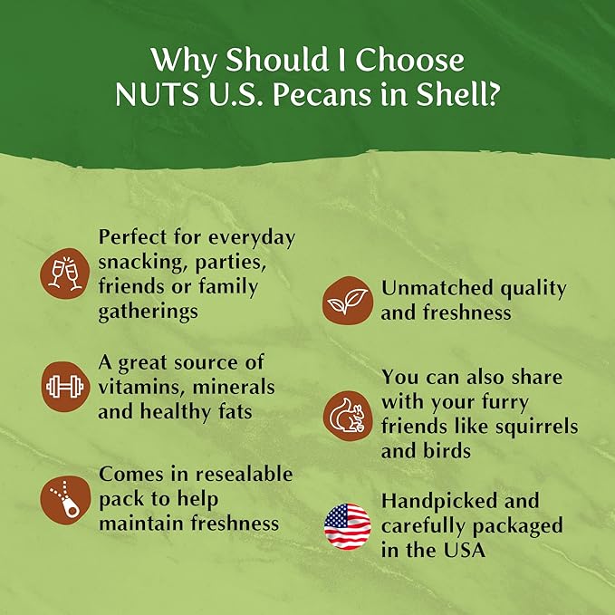 NUTS U.S. - Pecans In shell | Whole, Raw and Unsalted | No Added Flavor or Color | Fresh Buttery