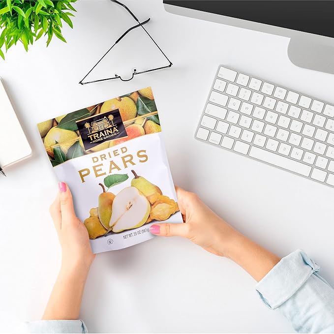 Traina Home Grown Sun Dried Pears - Healthy & Non-GMO, Natural Sweet Flavor Fruit No Sugar Added