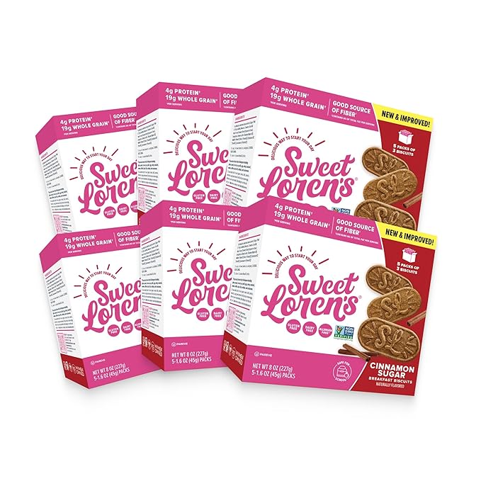 Sweet Loren's Vegan Breakfast Biscuits | Cinnamon Sugar | 4g Protein, 19g Whole Grains | Plant