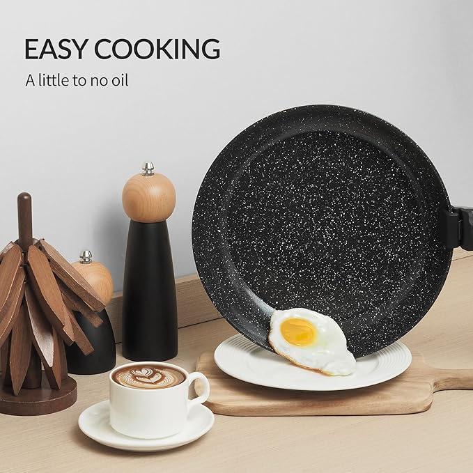 21PCS ceramic cookware set,Nonstick ceramic pan, Removable Handle pots and pans set, Stackable Pan