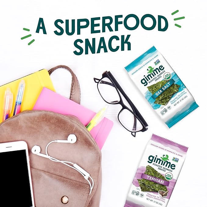 Gimme Seaweed Organic Premium Roasted Seaweed Snacks, Teriyaki, 20 Count, Keto, Vegan, Gluten-Free