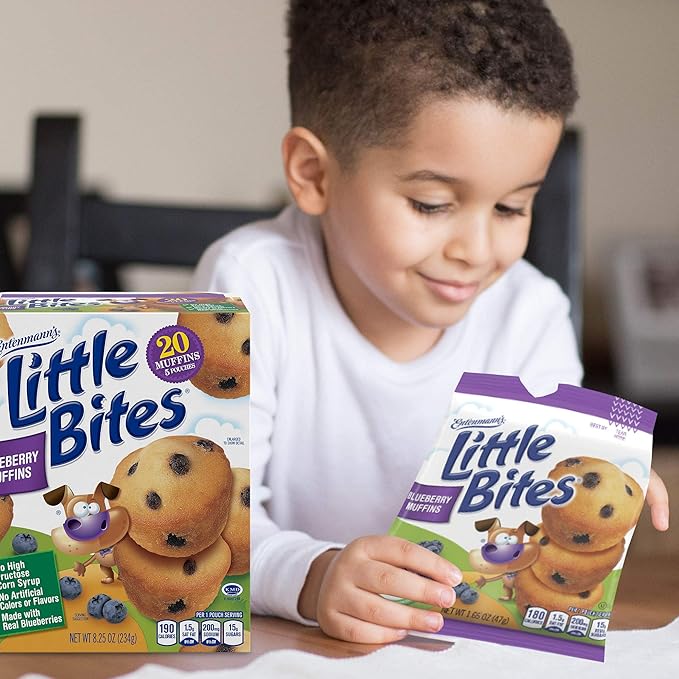 Entenmann's Little Bites Blueberry Mini Muffins | 3 pack (60 pouches total)