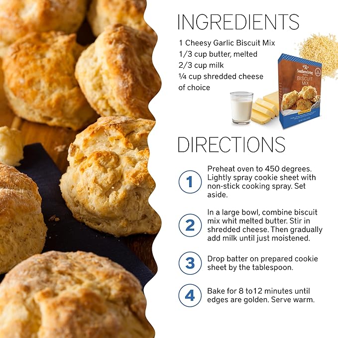 Southern Living Gourmet Cheesy Garlic Biscuit Mix, Easy-to-Bake Delight, Dinner Biscuits, Breakfast