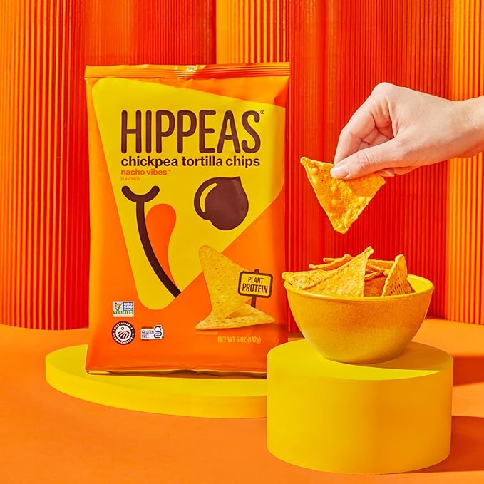 Hippeas Chickpea Tortilla Chips, Nacho Vibes, 1 Ounce (Pack of 18), 3g Protein, 3g Fiber, Vegan