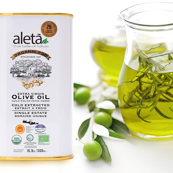 Aleta Farms Olive Oil Extra Virgin, USDA Organic, Single Estate PDO Polyphenol Rich Olive Oil, Cold