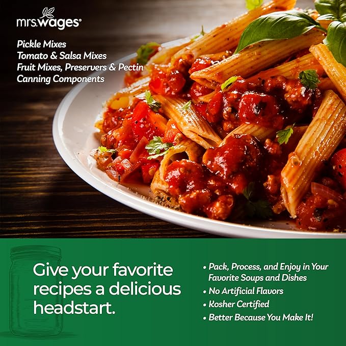 Mrs. Wages Pizza Sauce Canning Mix, Easy-To-Use, Simple Homemade Pizza Sauce, Great Flavor, Easy To