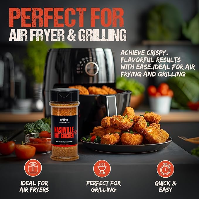 The Spice Lab Nashville Hot Chicken Seasoning - All Purpose Spicy Dry Rub for Chicken Wing Dust