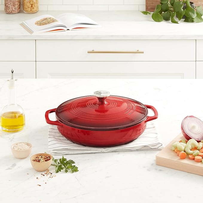 Lodge 3.6 Quart Enameled Cast Iron Oval Casserole With Lid??Dual Handles ??Oven Safe up to 500ì§?F