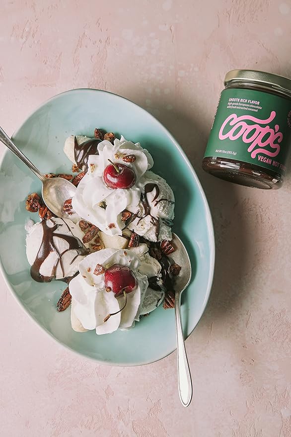 Coop's Vegan Hot Fudge Sauce 10.6 OZ - Gluten Free Vegan, Kosher, Non GMO, Gourmet, All Natural