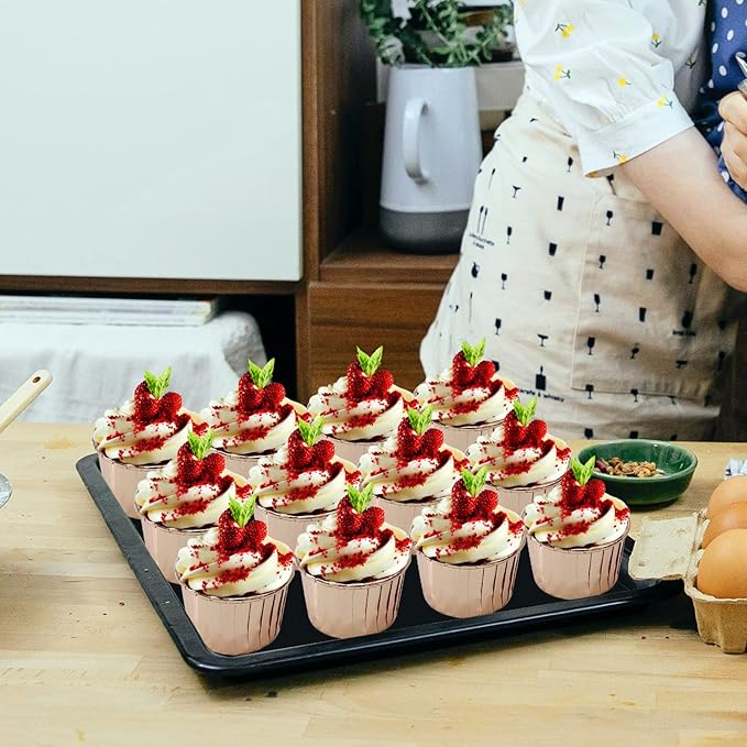 Foil Cupcake Liners with Lids 100Pack,Free-Air 3.5Oz Mini Muffin Liners Cupcake Baking
