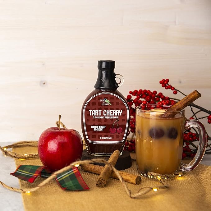 Green Jay Gourmet Tart Cherry Syrup - Premium Breakfast Syrup with Sweet Cherries, Cane Sugar &