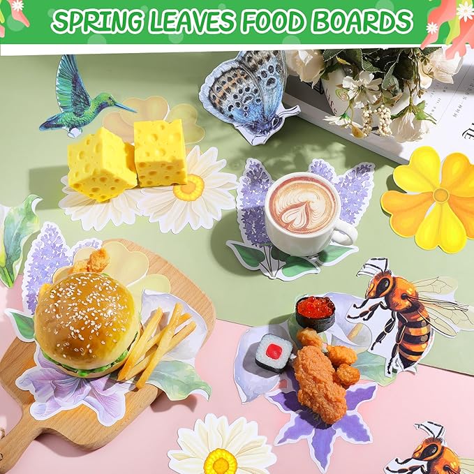 90 Pcs Parchment Paper Leaves, 8.66 Inch Spring Charcuterie Board Parchment Paper Leaves Cheese