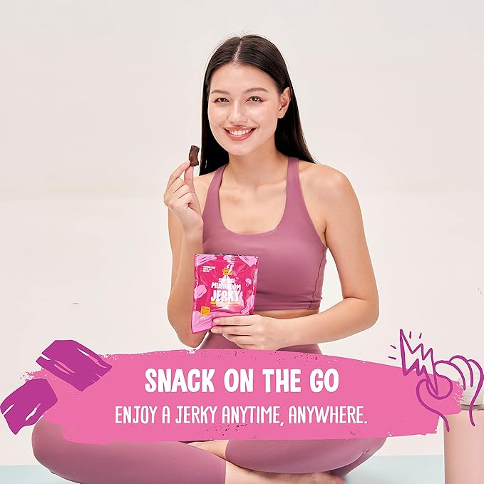 The Daily Good Mushroom Jerky - Single-Pack Snacks, Yummy High-Fiber Mushroom Snack, Meatless &