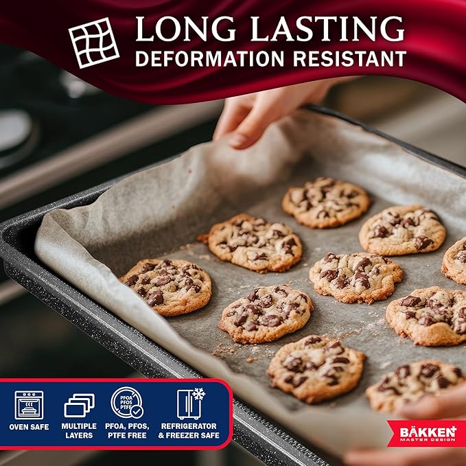 BAKKEN Kitchen Baking Pans - Small, Medium, and Large Cookie Pan (13.58×9.65, 15.75×11