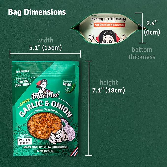 MaeMai Chili Crisp (MILD Spice) - Premium Onion & Garlic Flakes - Crispy All-Purpose Seasoning