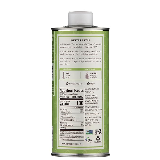 La Tourangelle, Sear & Sizzle Avocado Oil, Handcrafted from Premium Avocados, High Smoke Point