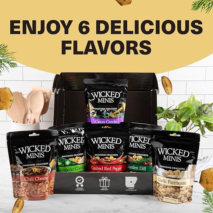 Wicked Minis Soup & Oyster Crackers - Saltine & Salted Flavored Mini Puffed Soup, Savory Snacking