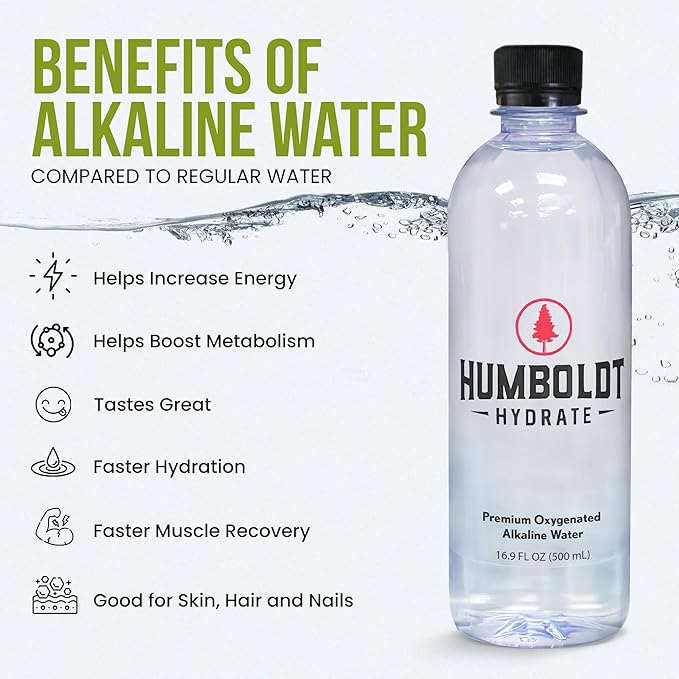 Humboldt Hydrate Bottled Alkaline Water - Infused with Electrolytes ??Ionized Case of Water 99.9%