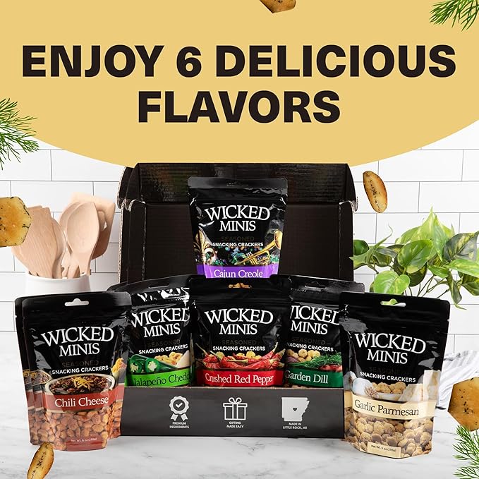 Wicked Minis Soup & Oyster Crackers - Saltine & Salted Flavored Mini Puffed Soup, Savory Snacking