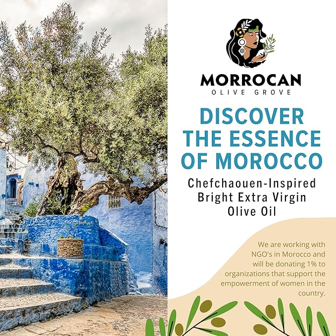 MOROCCAN OLIVE GROVE - Bright & Fruity - Premium Desert Extra Virgin Cold Extracted Olive Oil, 100%