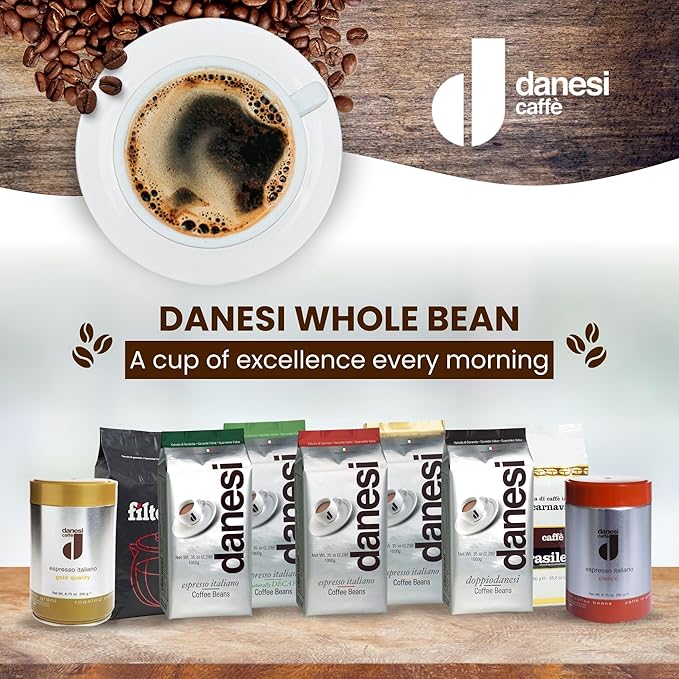 Danesi Caffe Italian Whole Coffee Beans - Espresso Coffee Beans and Medium Roast Whole Bean