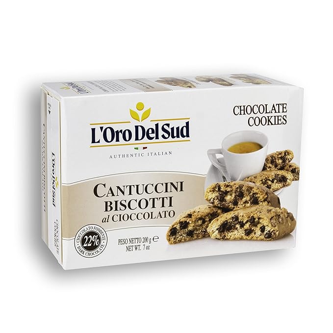 L'Oro Del Sud Chocolate Biscotti, Cantuccini d'Abruzzo, Italian Cookies Madewith Real Quality