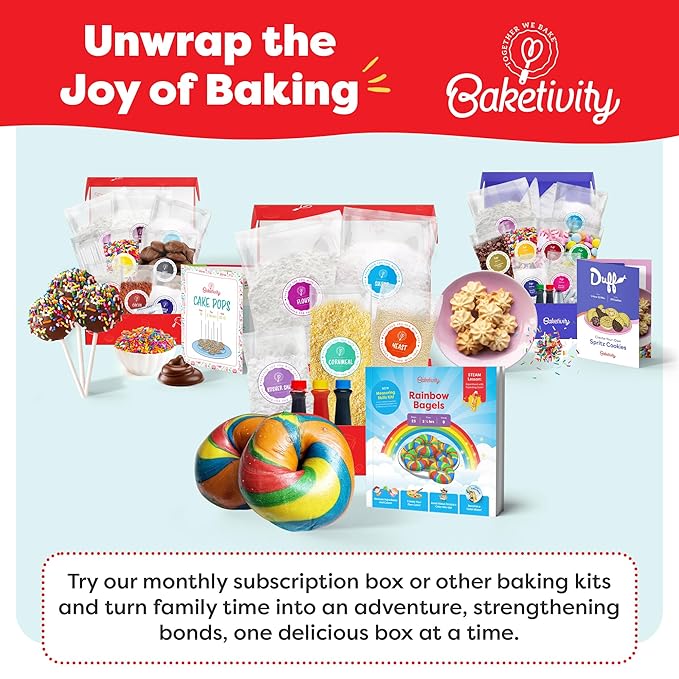 Baketivity Rainbow Bagel Kids Baking Kit - Baking Kits for Kids with Premeasured Ingredients