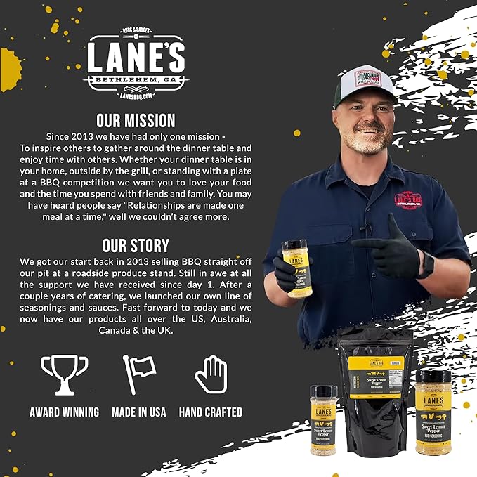 Lane's Sweet Lemon Pepper Seasoning, All-Natural Lemon Seasoning Blend with Citrus, Lemon Pepper