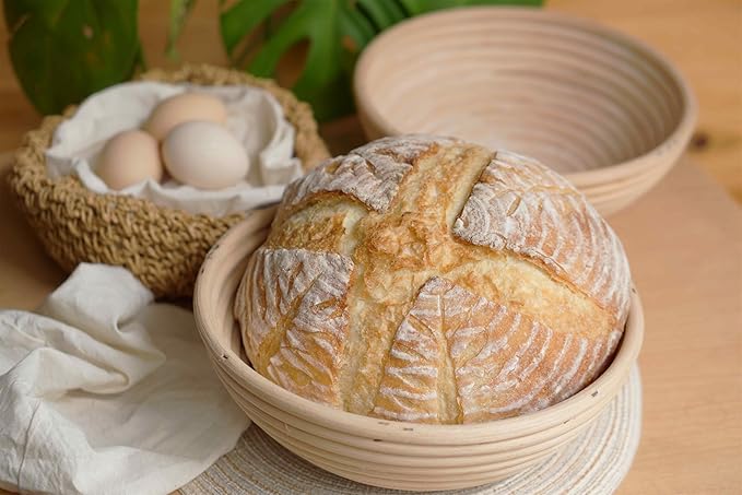 Banneton Bread Proofing Basket set of 2, 9 Inch Round Sourdough Proofing Baskets with Liner,Dough