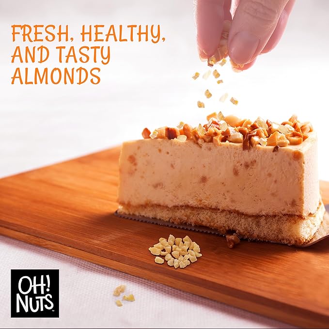 Oh! Nuts Almonds Diced Blanched - Raw - 100% Natural - 2 lb - High-Protein Diced Almonds - Packed