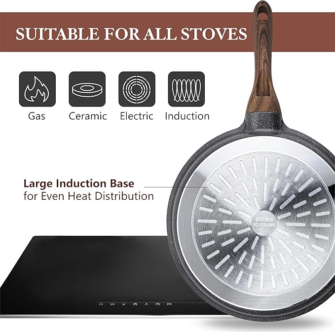 SENSARTE Nonstick Cookware Set 13-Piece, Non Stick Pots and Pans Set with Swiss Granite Coating
