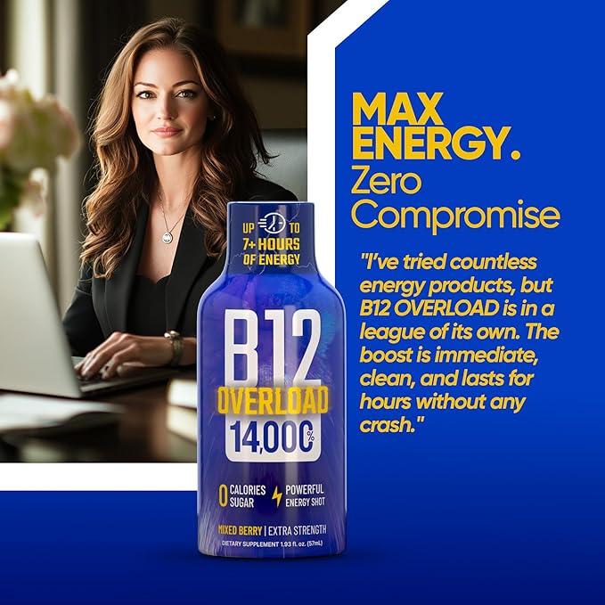 B12 Overload Extra Strength Energy Shot ??Mixed Berry??260mg Caffeine, 14000% B12, Electrolytes
