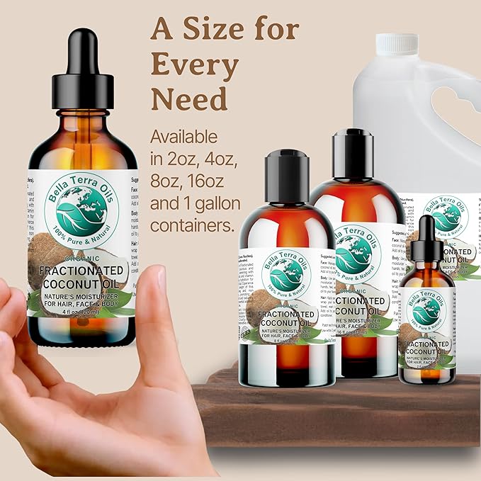 Bella Terra Oils Fractionated Coconut Oil (MCT Oil) ??1 gallon, Deeply Hydrating, Lightweight