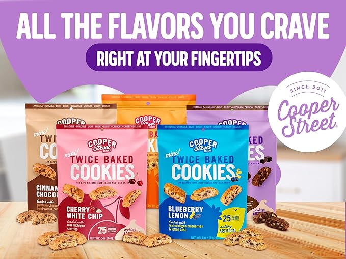 Cooper Street Twice Baked Biscotti Cookies Variety Pack - 1.25 Pounds Per Bag (4 Pack) - Gourmet