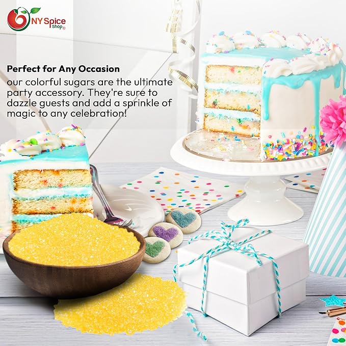 NY Spice Shop Yellow Sanding Sugar - 1 Pound Sweet Colorful Edible Sprinkles For Candy Dish - Sugar