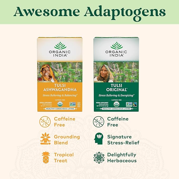ORGANIC INDIA Tulsi Original Herbal Tea - Holy Basil and African Basil Calming and Stress Relief