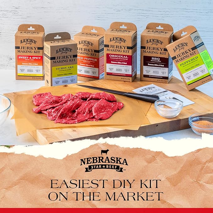 Lucky Jerky The Heat DIY Jerky Seasoning Kit - Seasons 20lbs of Meat