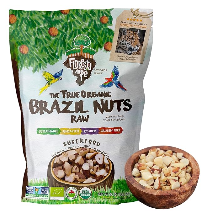 Snack The True Organic Broken Brazil Nuts 32 oz – Raw and Unsalted – Healthy-Rich in Vegetable