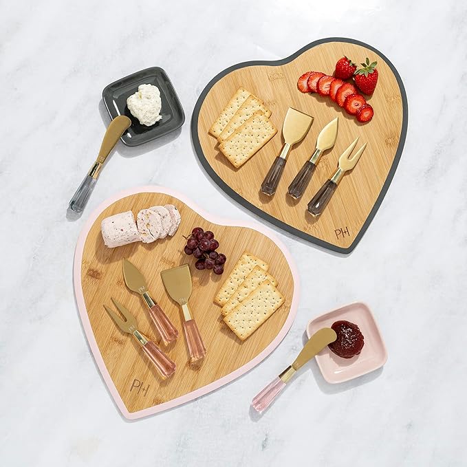 Paris Hilton Charcuterie Board and Serving Set, Bamboo Serving Board, Ceramic Dish, Cheese Utensils