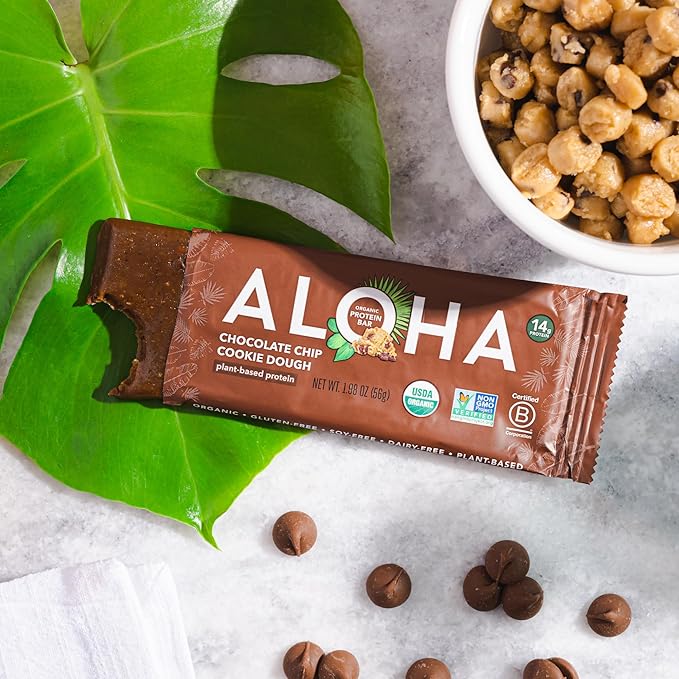 ALOHA Organic Plant Based Protein Bars - 3 Flavor Variety Pack - 12 Count, 1.98oz Bars - Vegan