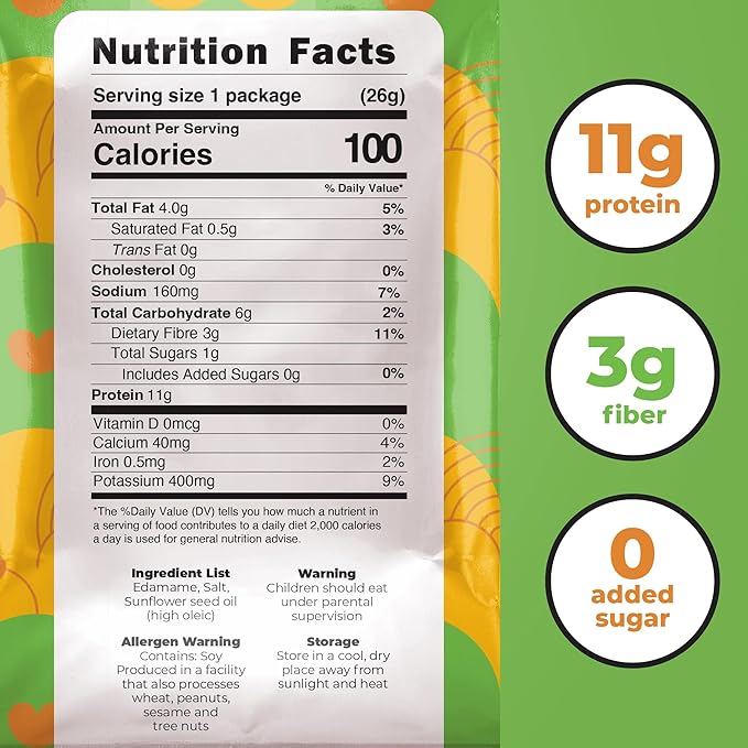 Crunchy Dry Roasted Edamame Beans Snack by Zest Delites, Buffalo, Vegan, Low Calorie (100cal) High