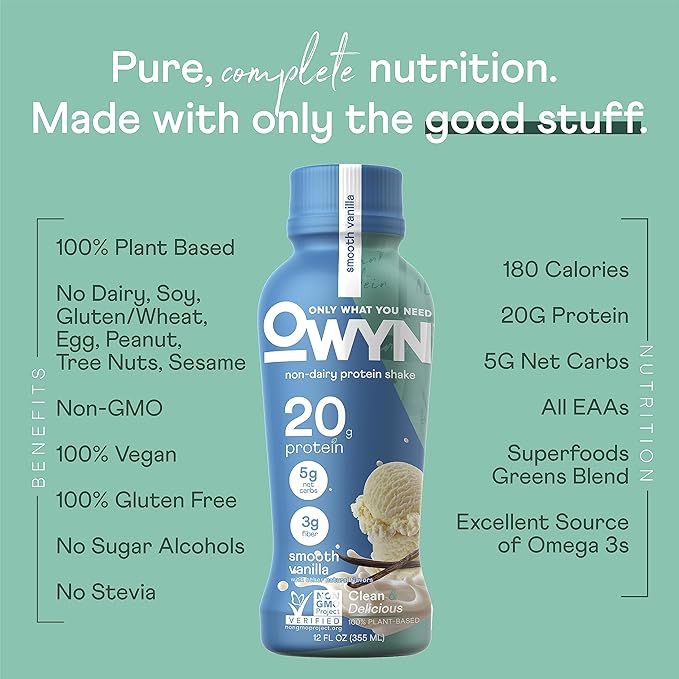 OWYN Only What You Need Plant Based Protein Shake, 20g Vegan Protein from Organic Pumpkin seed