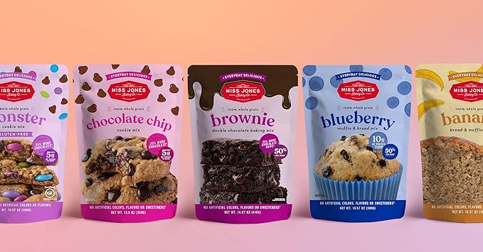 Miss Jones Baking Banana Bread & Muffin Mix - Whole Grains, 50% Lower Sugar, Real Banana, Vegan