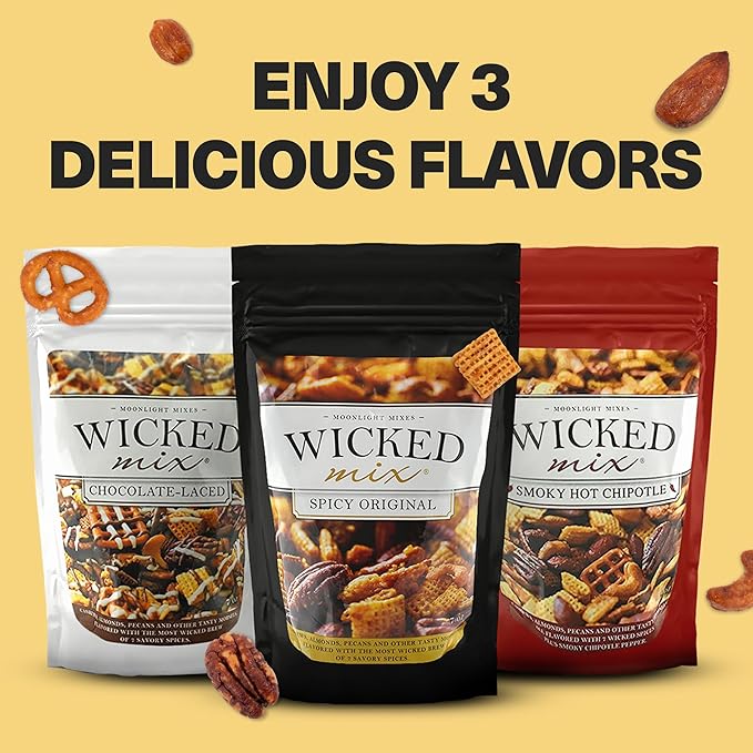 Wicked Mix Snack Mix with Mixed Nuts - Sweet and Salty Snacks Trail Mix Snack Packs with Almonds