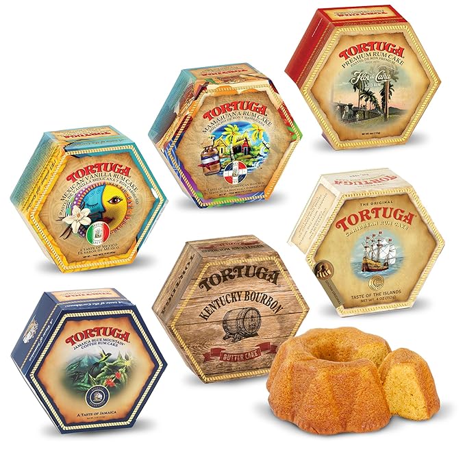 TORTUGA Provenance Rum Cake Variety Pack ??4 oz. - 6 Pack - The Perfect Premium Gourmet Gift for