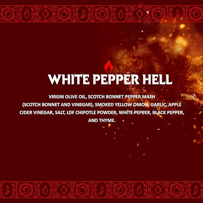 Chile Lengua de Fuego White Pepper Hell Hot Sauce – 1 Bottle – Scotch Bonnet, Chipotle, White