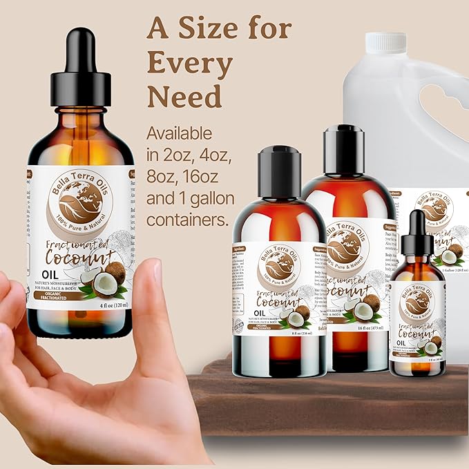 Bella Terra Oils - Organic Fractionated Coconut Oil 8oz - Celebrate the Coconut?셲 Liquid Gold