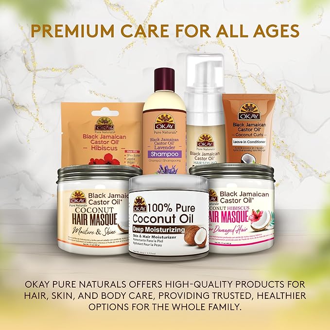 Okay 100% Pure Coconut Oil for Hair & Skin - Coconut Oil for Women & Men, Perfect for Body & Face