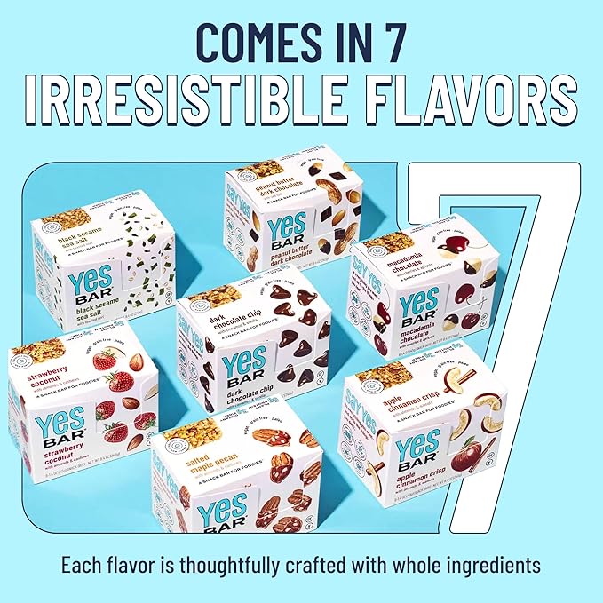 The YES Bar ??Six Flavor Variety Pack ??Plant Based Protein, Decadent Snack Bar ??Vegan, Paleo